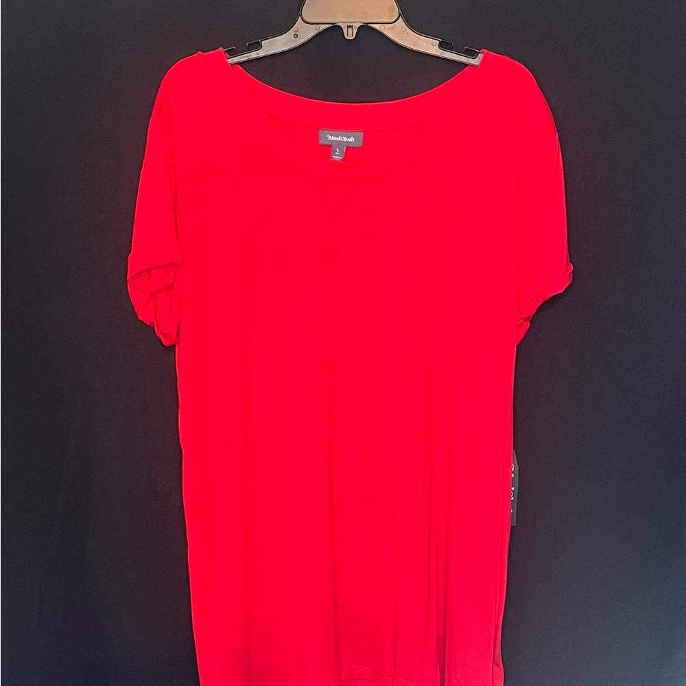 Modcloth Vibrant Red Short Sleeve Tunic